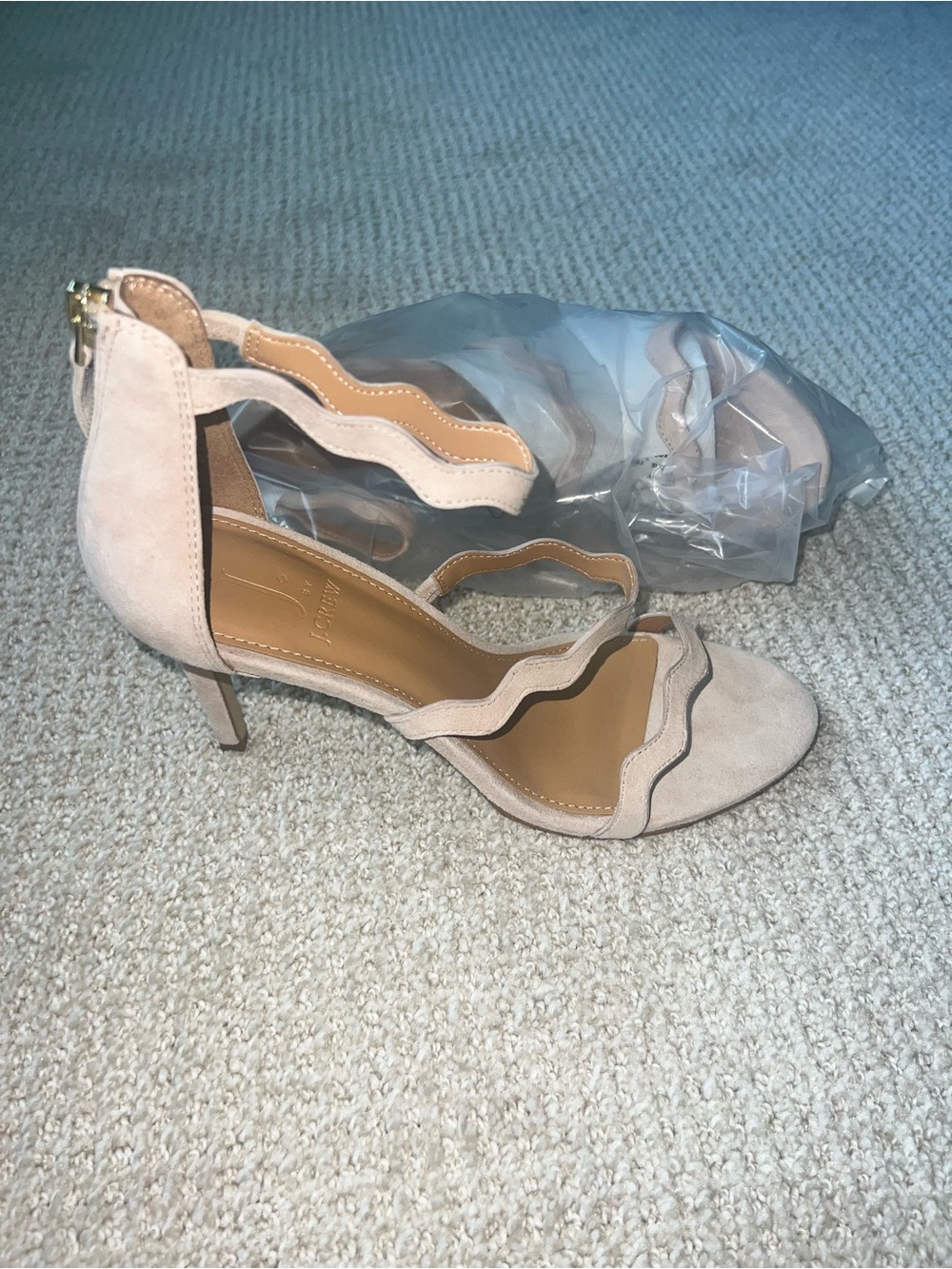 J. Crew Scalloped Two-Tone Ankle Strap Heels in Blush and Cream - Picture 5 of 6